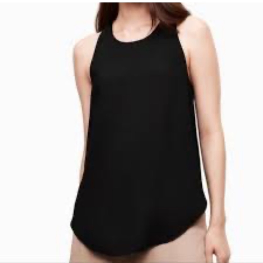 Aritzia Wilfred Curved Hem Black Sleeveless Japanese Crepe Top S